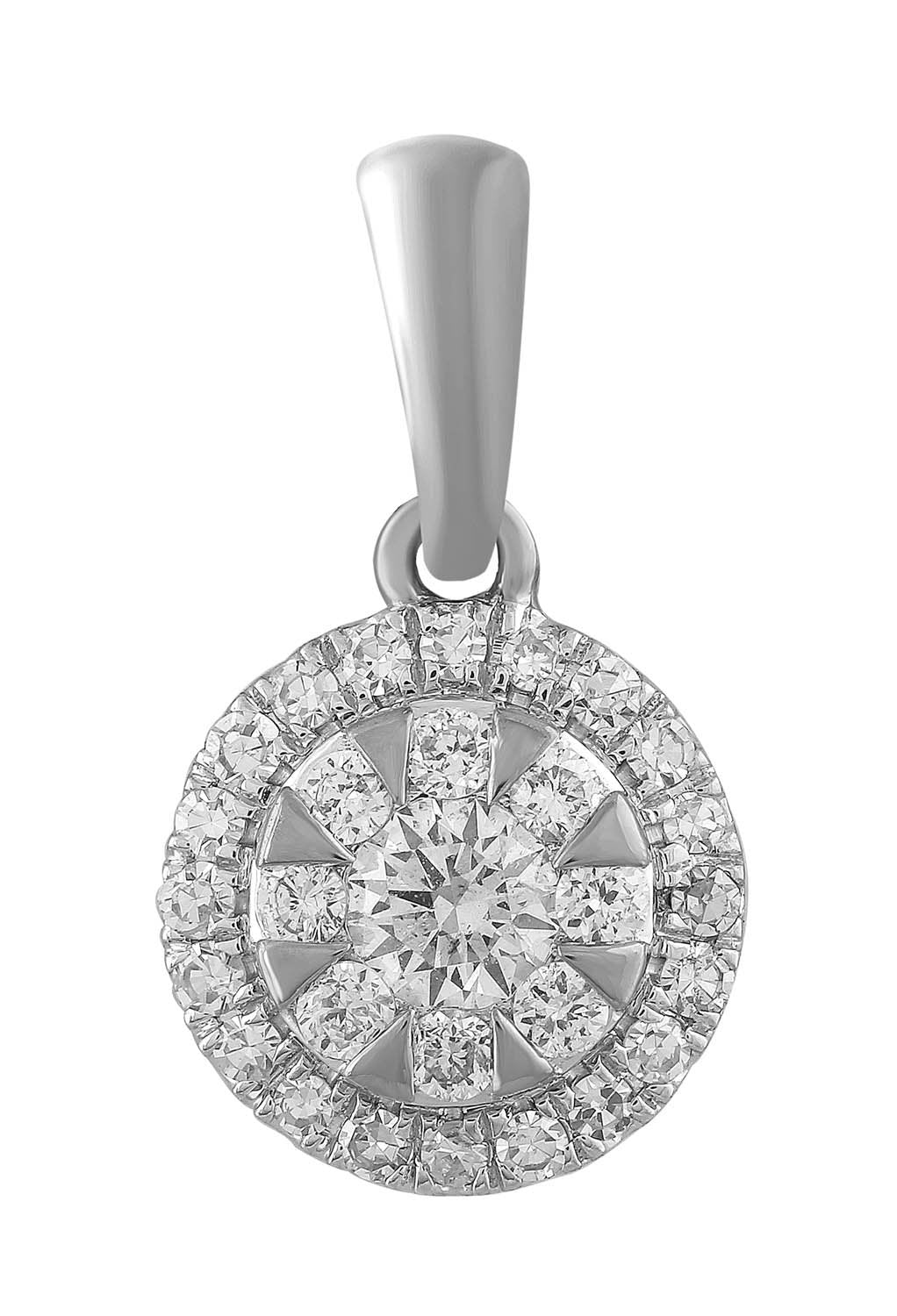 Round Pendant with 0.2ct Diamonds in 9K White Gold