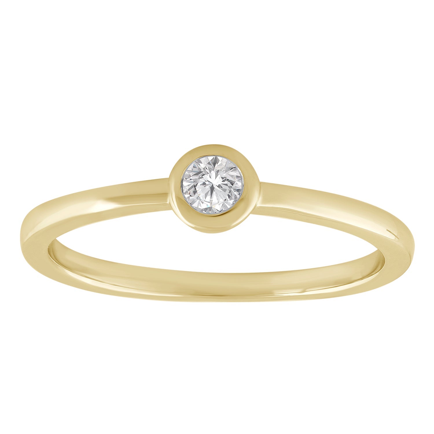 Solitaire Ring with 0.1ct Diamond in 9K Yellow Gold