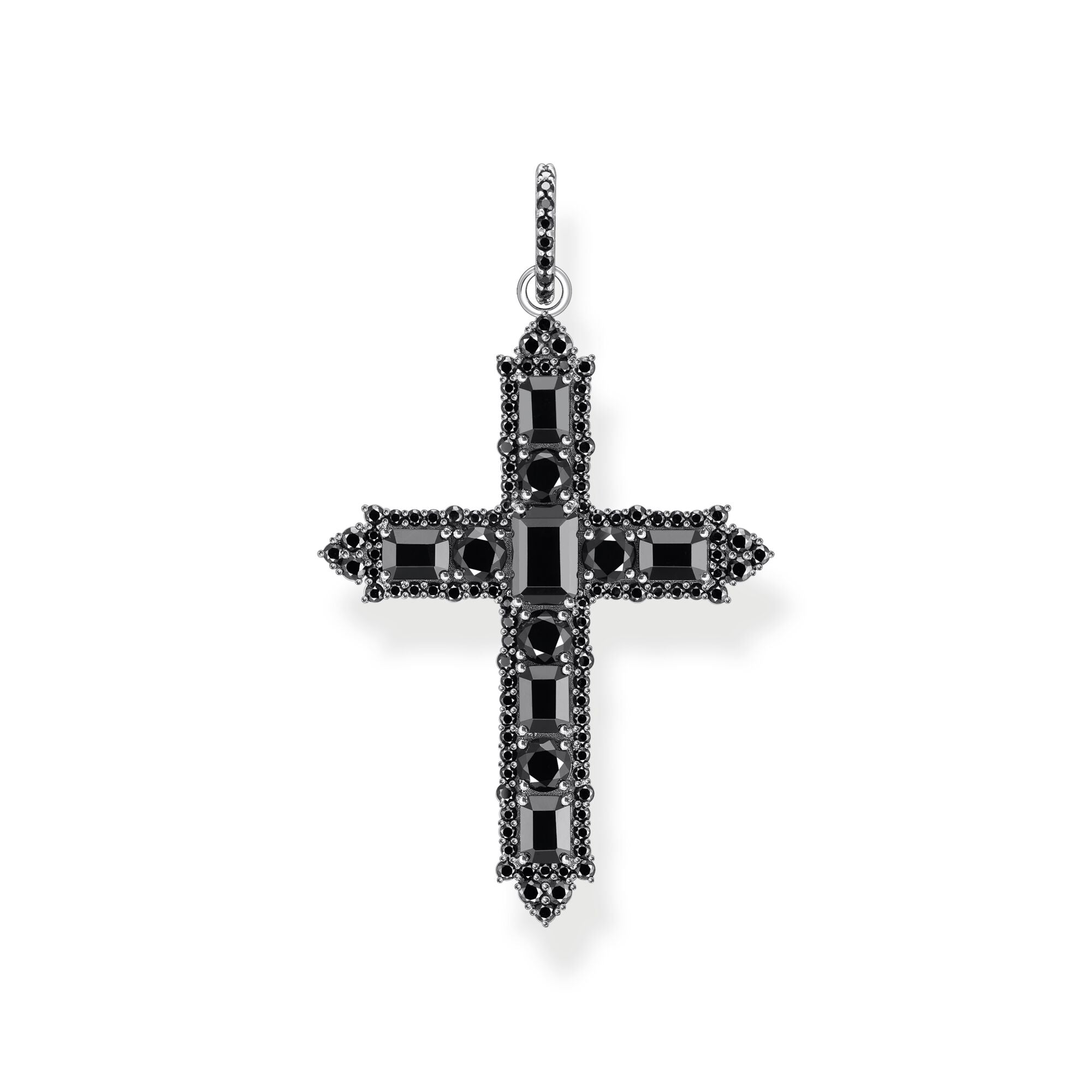 Blackened cross pendant with zirconia  | The Jewellery Boutique