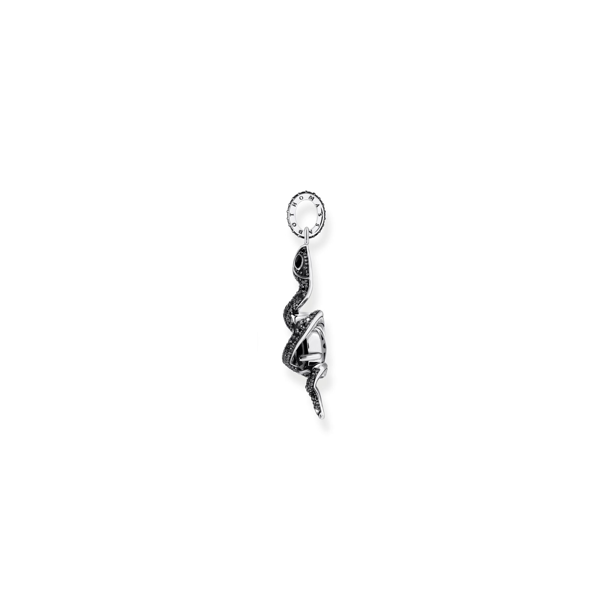 Snake pendant with black zirconia side view