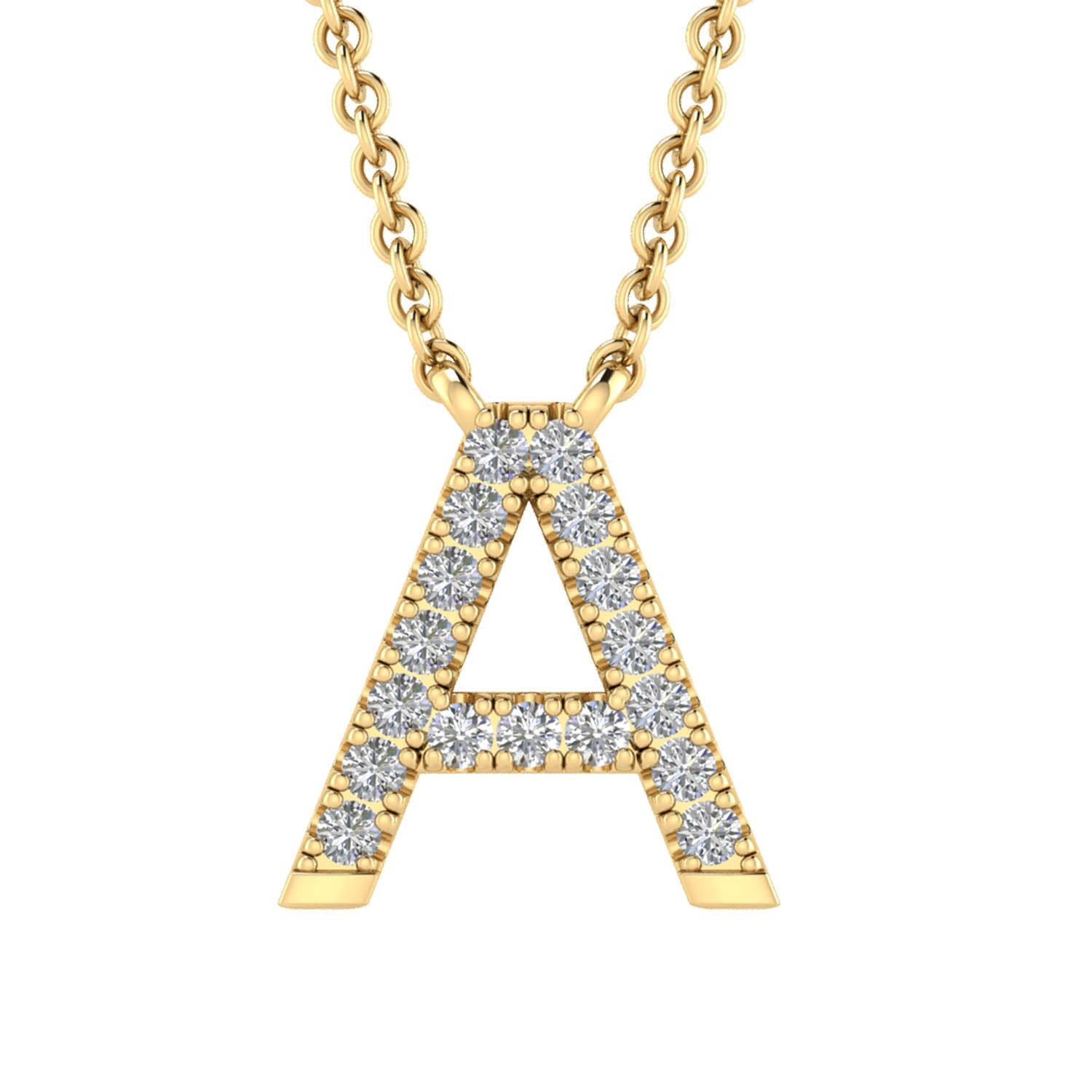 Initial 'A' Necklace with 0.06ct Diamonds in 9K Yellow Gold - PF-6263-Y