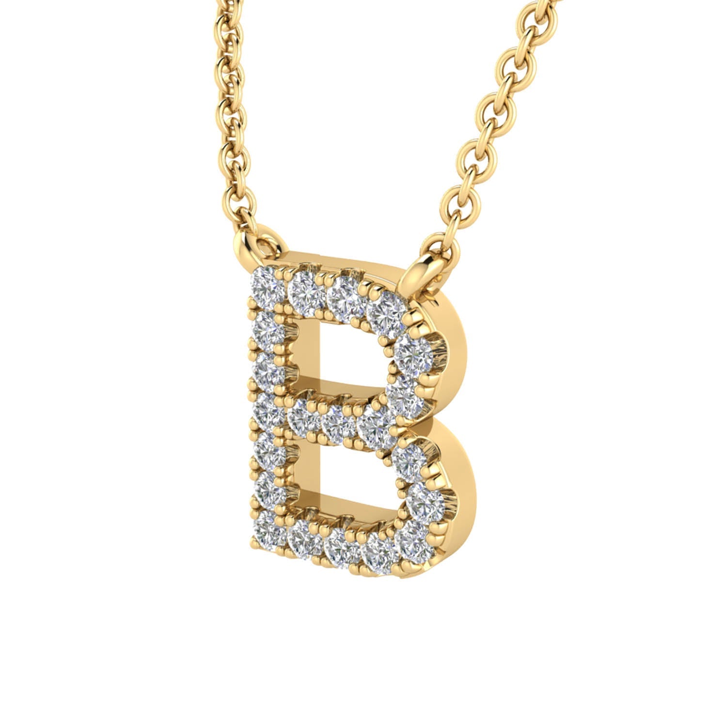 Initial 'B' Necklace with 0.09ct Diamonds in 9K Yellow Gold - PF-6264-Y