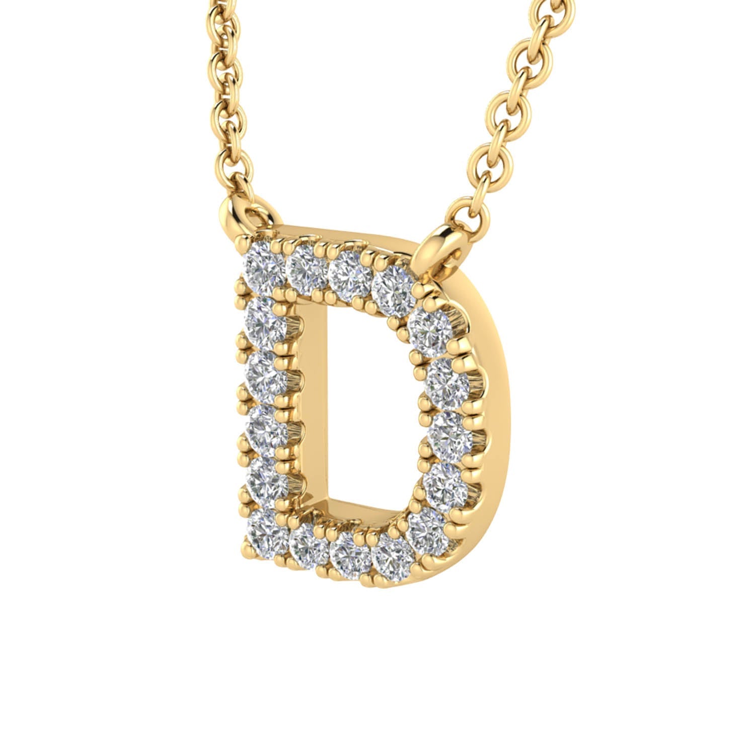 Initial 'D' Necklace with 0.09ct Diamonds in 9K Yellow Gold - PF-6266-Y