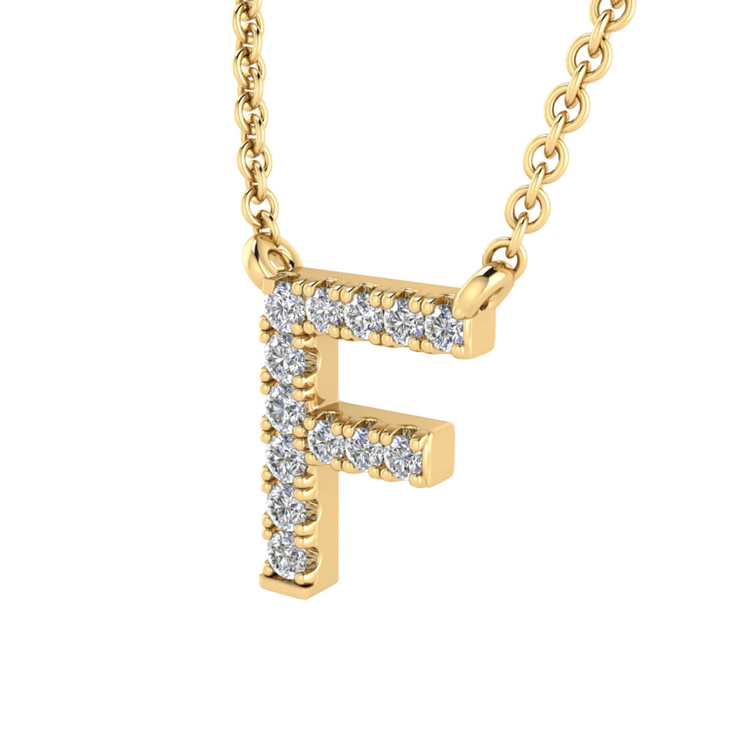 Initial 'F' Necklace with 0.06ct Diamonds in 9K Yellow Gold - PF-6268-Y