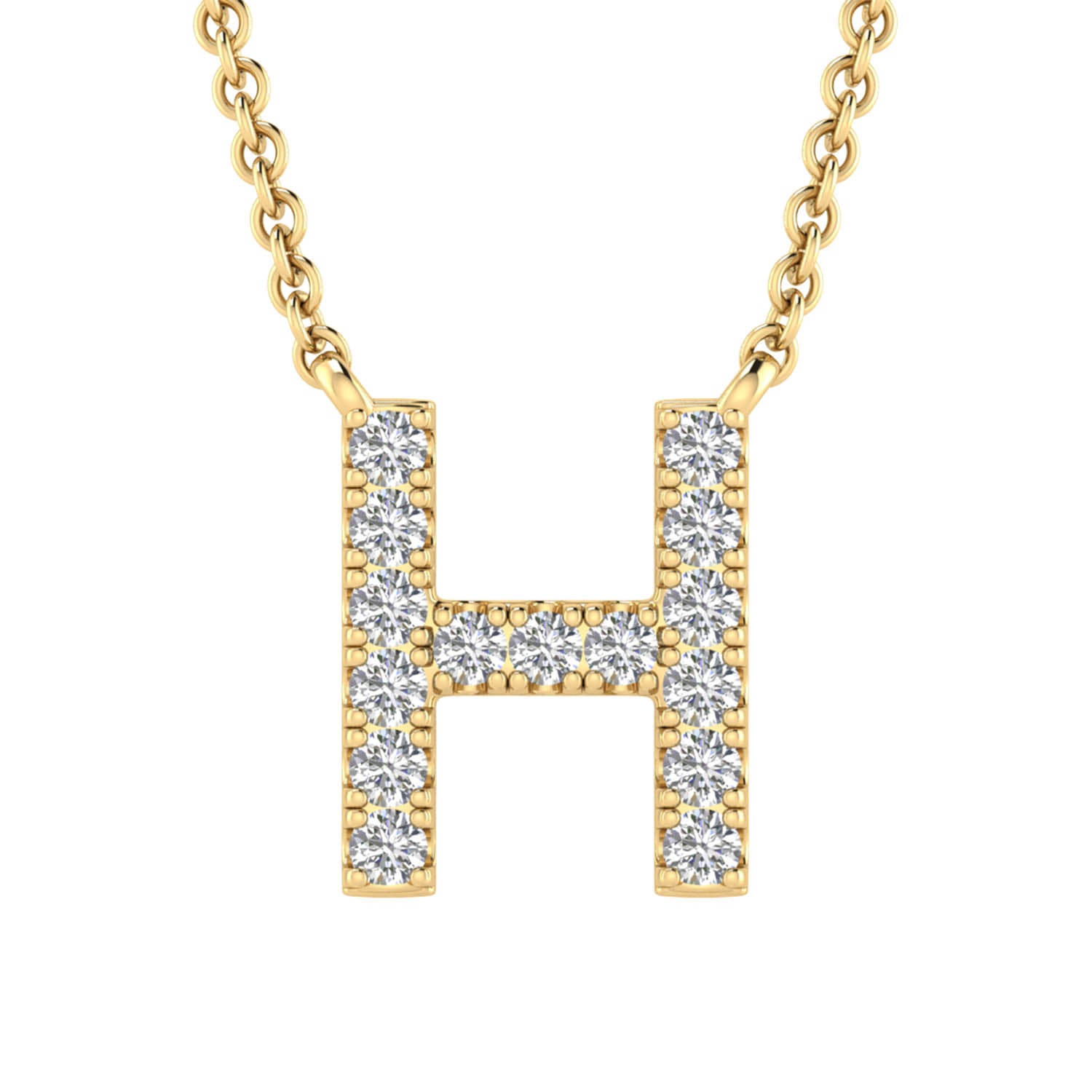 Initial 'H' Necklace with 0.09ct Diamonds in 9K Yellow Gold - PF-6270-Y