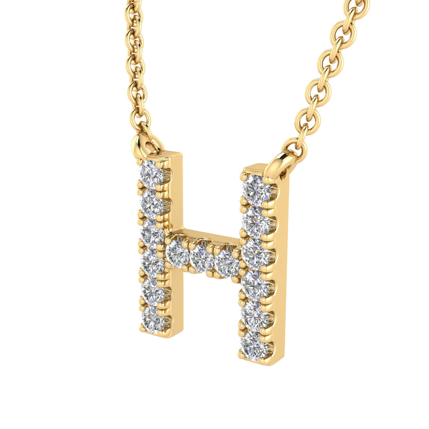 Initial 'H' Necklace with 0.09ct Diamonds in 9K Yellow Gold - PF-6270-Y