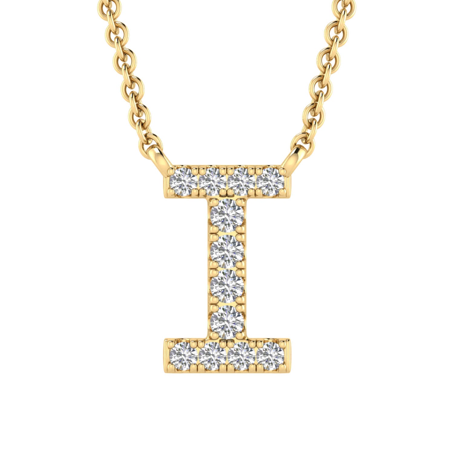 Initial 'I' Necklace with 0.06ct Diamonds in 9K Yellow Gold - PF-6271-Y