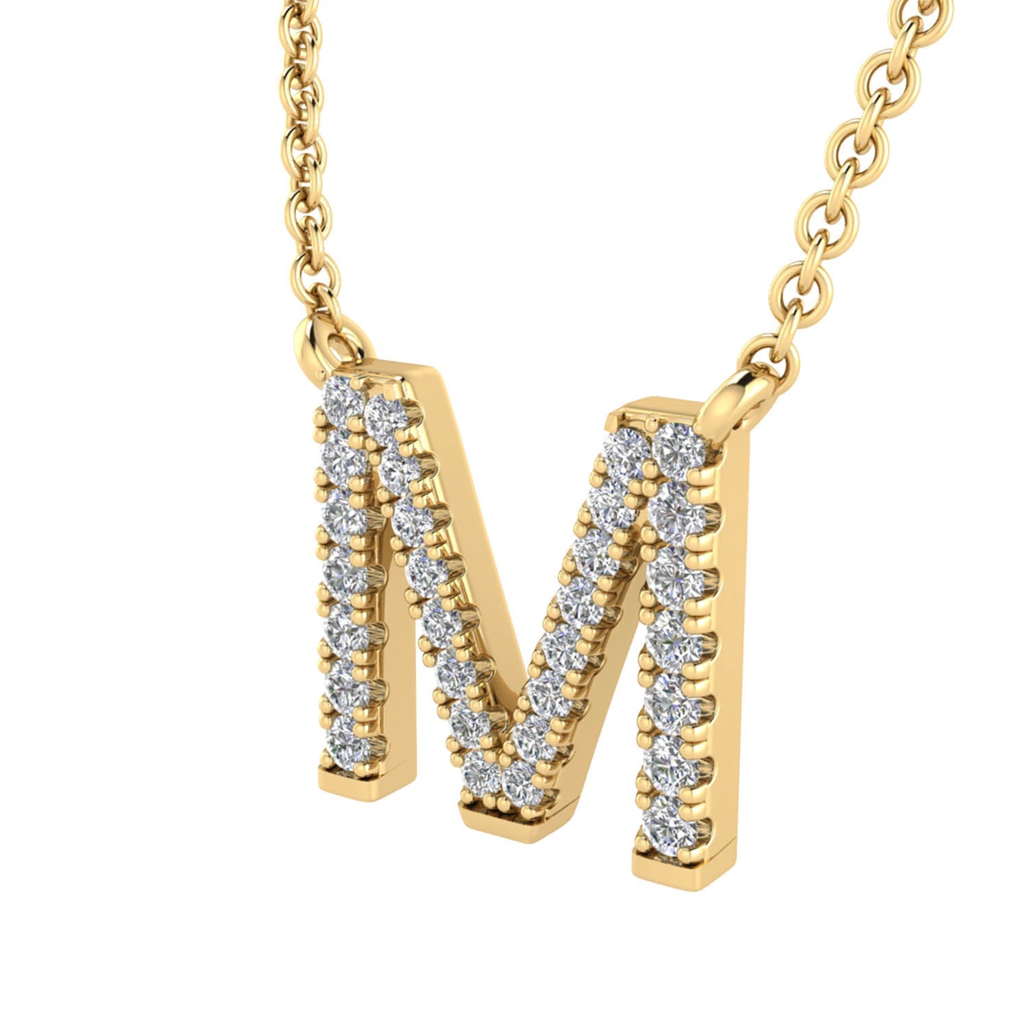 Initial 'M' Necklace with 0.09ct Diamonds in 9K Yellow Gold - PF-6275-Y