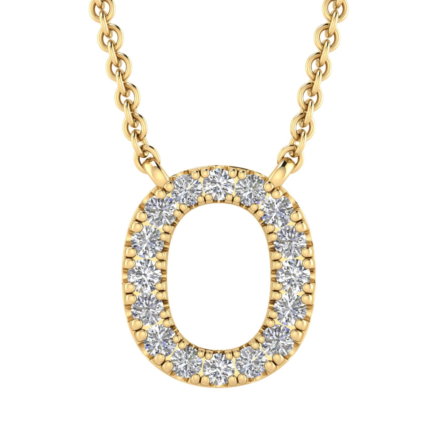 Initial 'O' Necklace with 0.09ct Diamonds in 9K Yellow Gold - PF-6277-Y