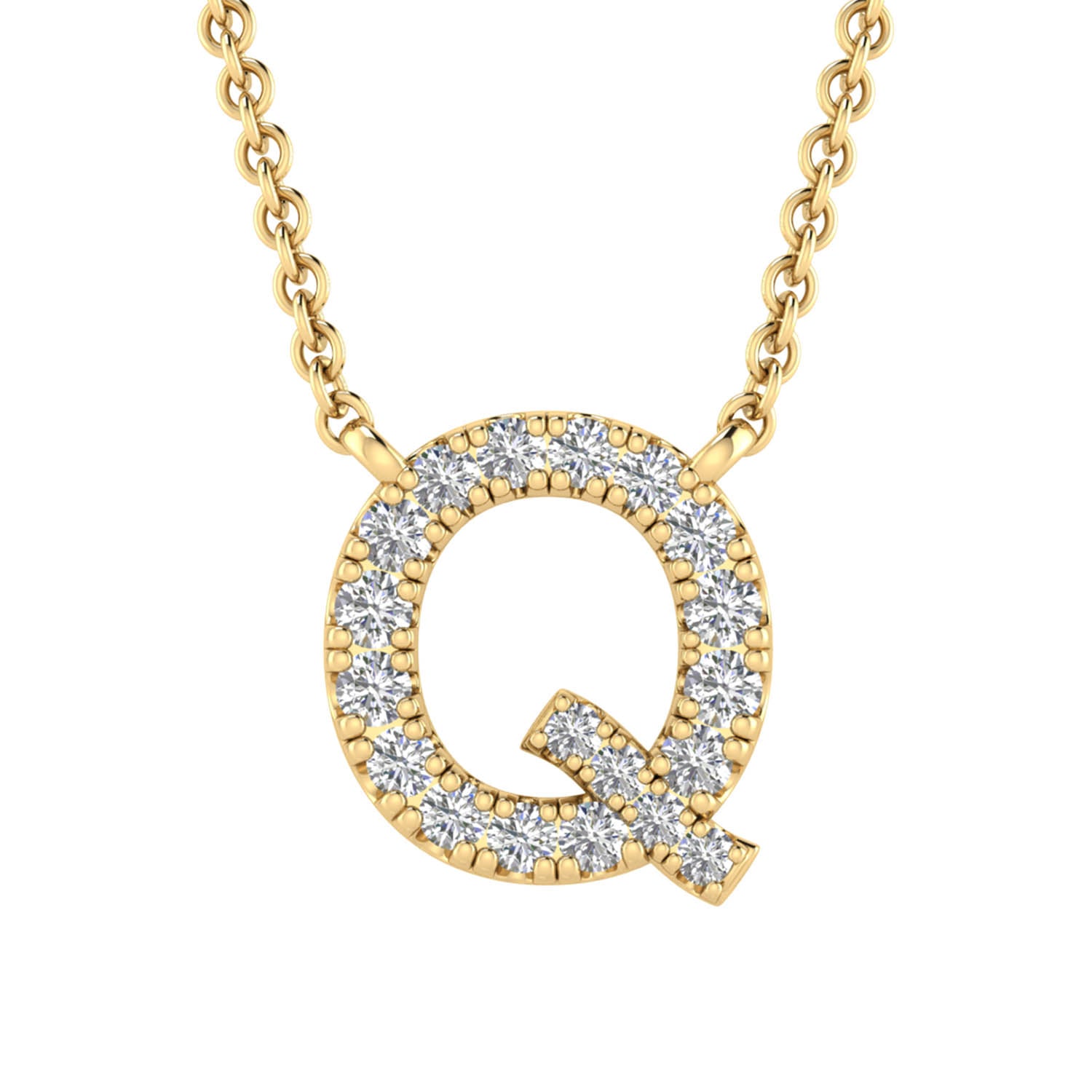 Initial 'Q' Necklace wth 0.09ct Diamonds in 9K Yellow Gold - PF-6279-Y