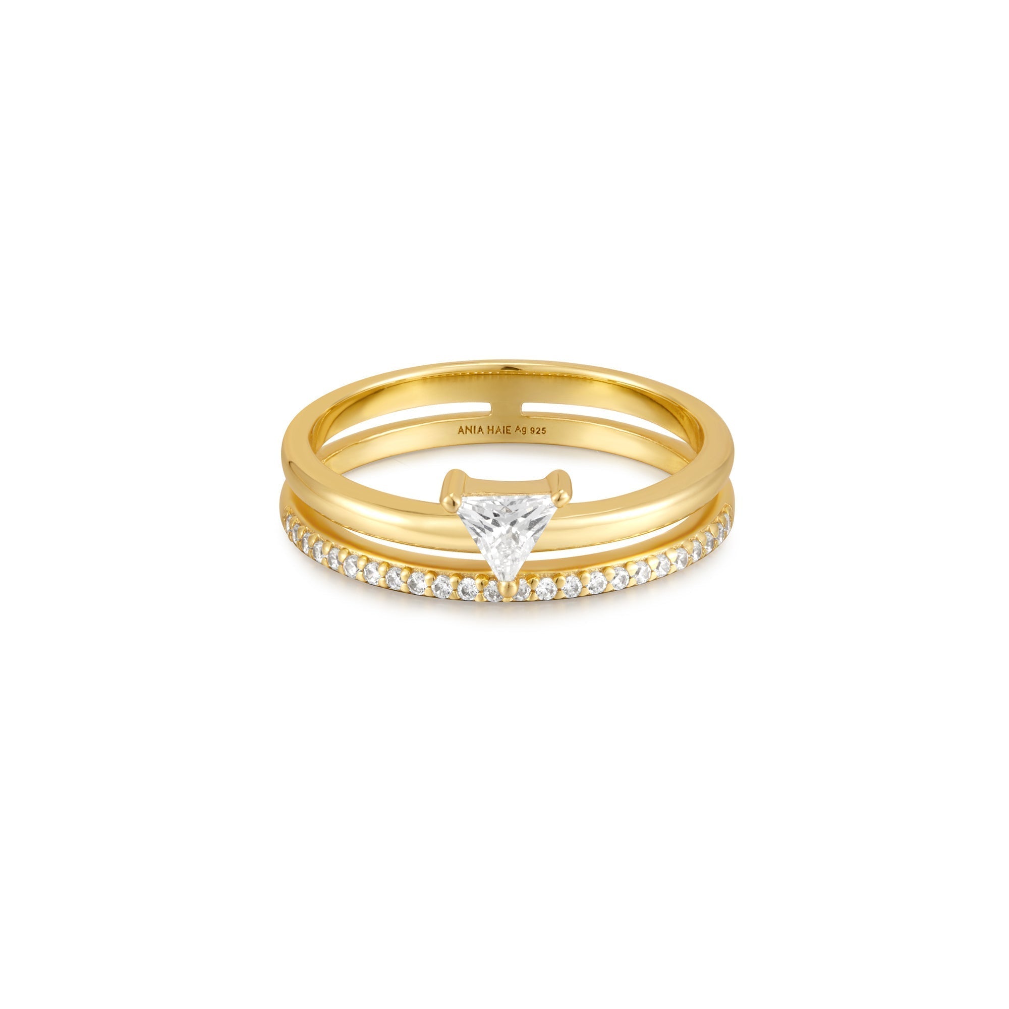 Ania Haie Gold Double White Triangle Stacker Ring