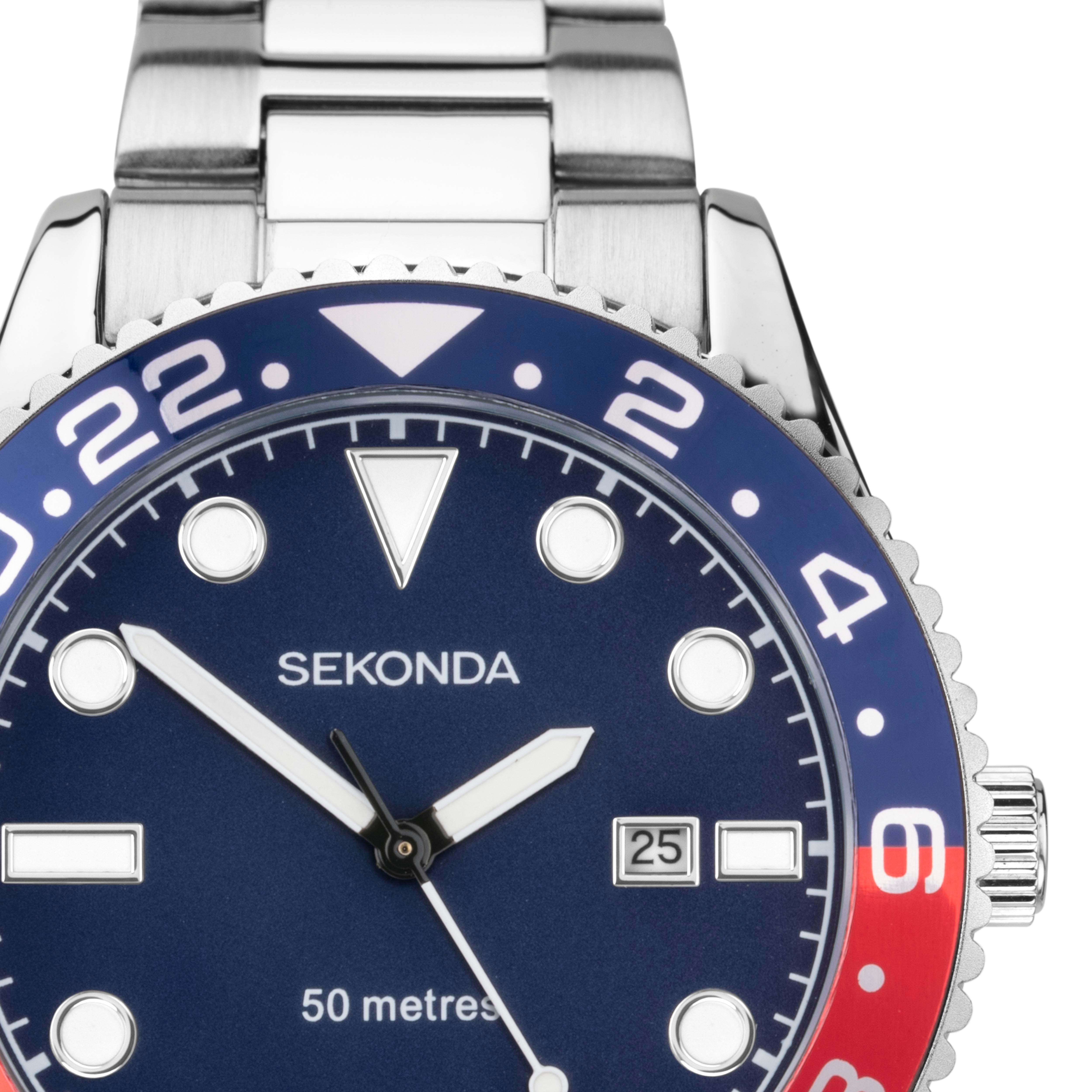 Sekonda Ocean Silver & Blue Watch - SK30196