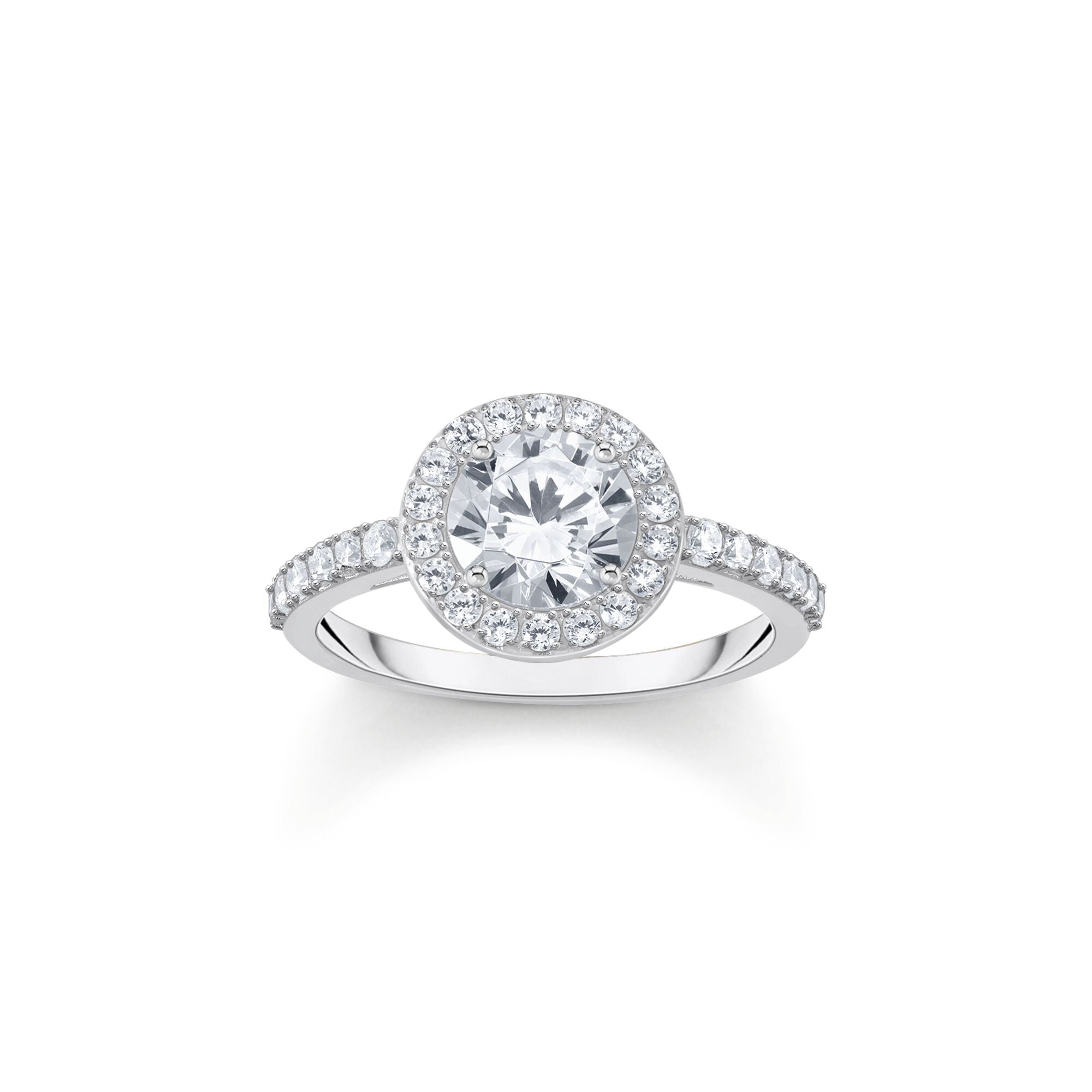 Halo ring with white zirconia in brilliant cut | The Jewellery Boutique