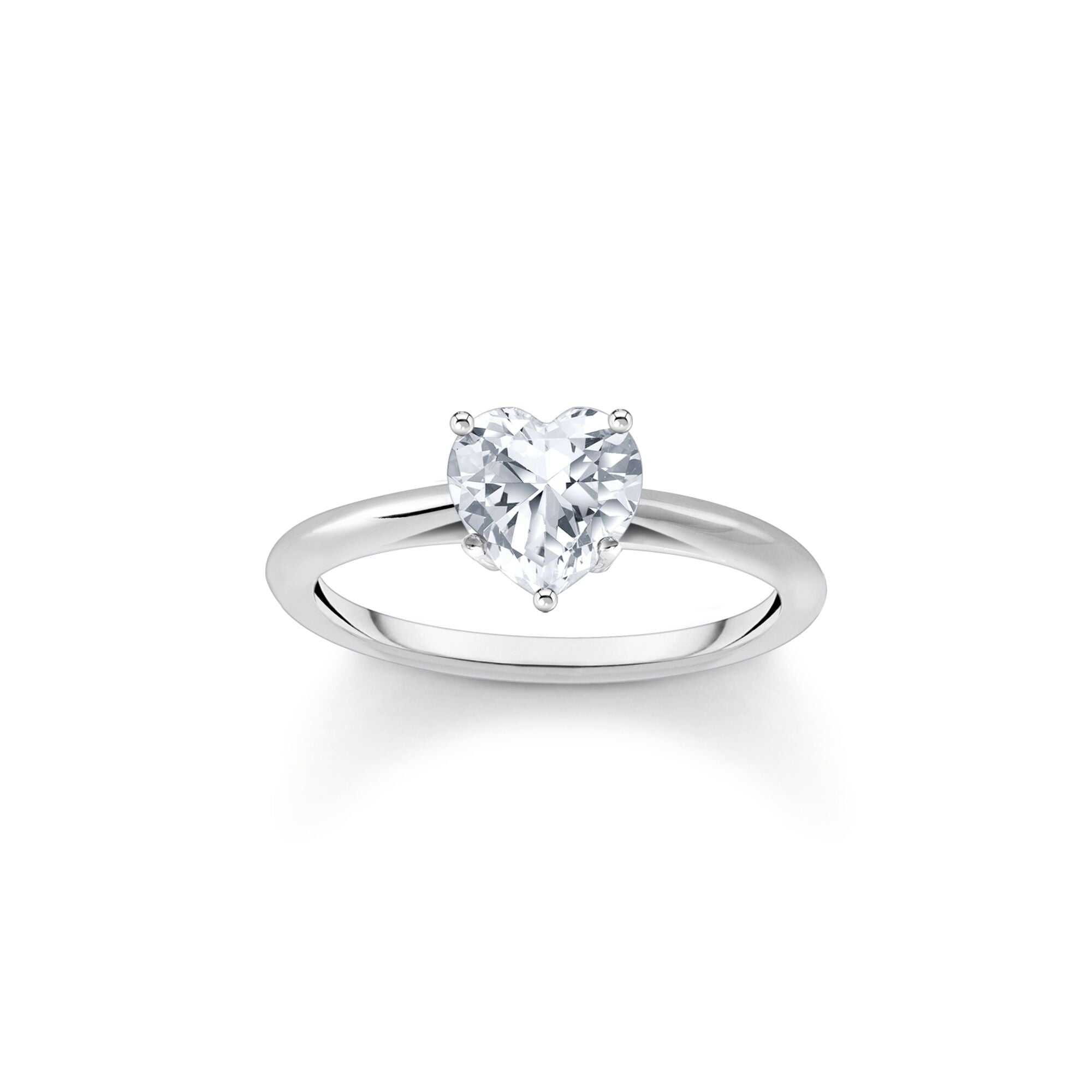 Ring with white, heart-shaped zirconia | The Jewellery Boutique