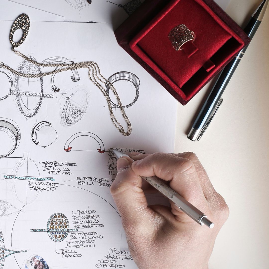 hand drawing of custom design jewellery 