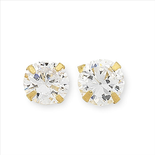 9K Yellow Gold Four Claw Set 5mm Cubic Zirconia Studs
