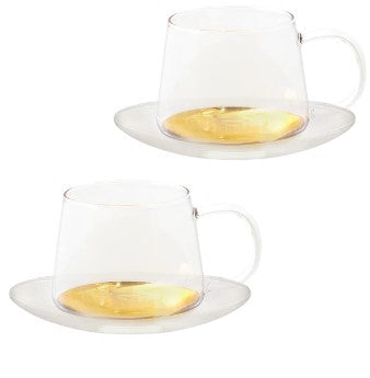 Cristina Re Estelle Glass Teacup & Saucer set of 2